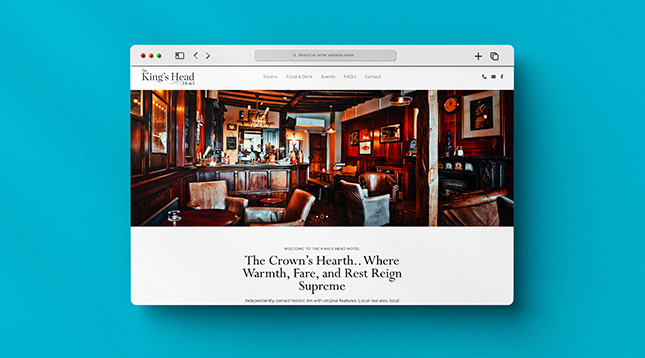 Kings head restaurant hotel bar web design